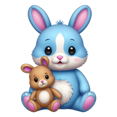 Cute bunny and teddy with colourful magical background  sticker
