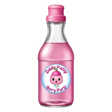 realistic baby oil style bottle pink cap pink logo clear bottle with berry logo with diddy party written and a berry on top bottle sticker