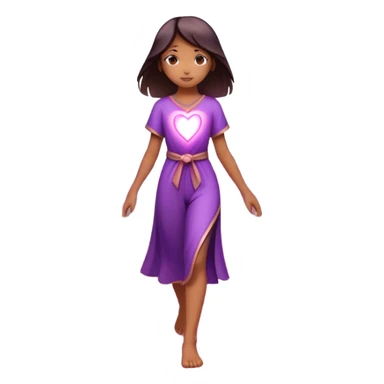 
A small figure walks across a glowing bridge, holding soft pink and purple orbs in each hand—symbolizing compassion and forgiveness. A gentle heart aura trails behind them, showing healing in motion. sticker