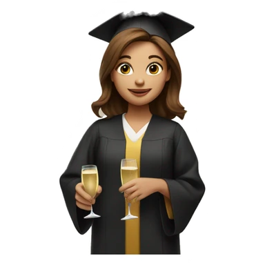girl university graduate, with brown hair, champagne in her hands sticker