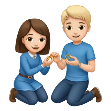 🧎‍♂️‍➡️💍💃 a boy parposing a girl boy on his knee and boy give him ring  sticker