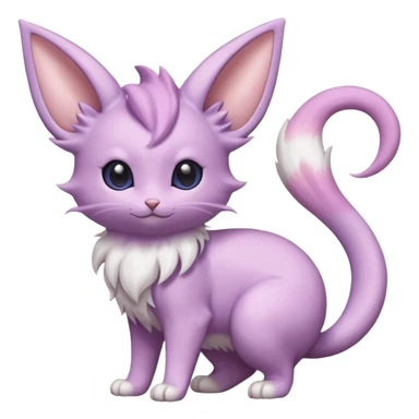 Cute kawaii fluffy floofy silky realistic smooth soft Espeon-Mew-Minccino-Delcatty-Pachirisu-fusion sticker