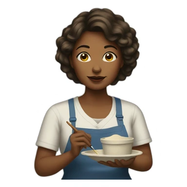 Woman painting sticker