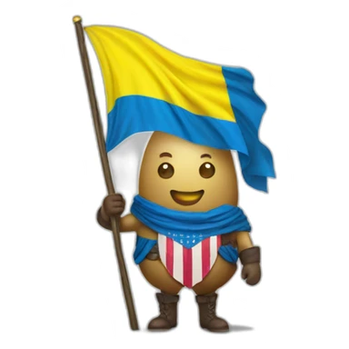 potato patriot with a proud look. holding the flag of Ukraine  sticker