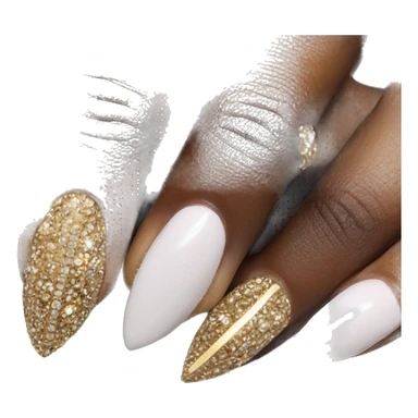 Black girl Classy almond French tip nails with gold and diamond rings  sticker