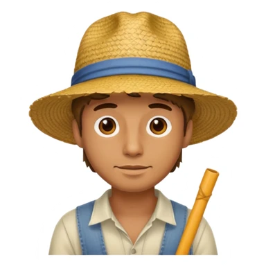 full body man with straw hat sticker