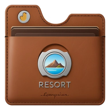 Resort Keycard & Holder: A sleek magnetic keycard paired with a leather card holder embossed with the resort logo.
 sticker