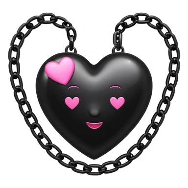 emo black heart with a pink chain sticker