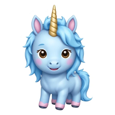 baby blue unicorn, chibi full body sticker