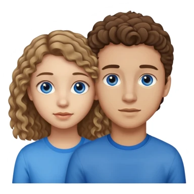 20 year old boy with slightly curly dark blonde hair and blue eyes with 20 year old girl with brown hair and blue eyes sticker