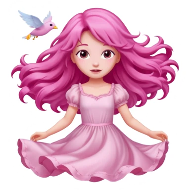 Pink dreamy sky with an flying pink girl in the sky sticker