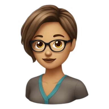 Fille a lunettes cheveux lisses brun mi-court sticker