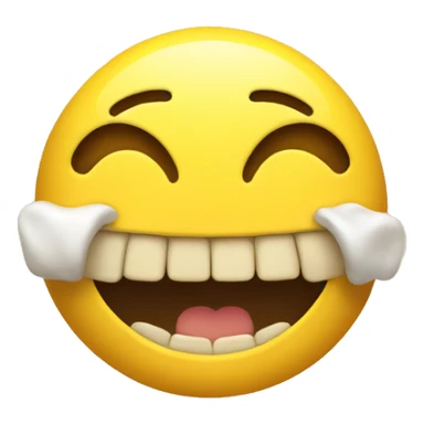 Smiling emoji with yellow bone in its mouth  sticker