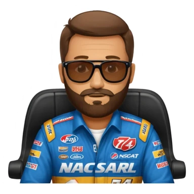 bearded lawyer driving a nascar number 74 sticker