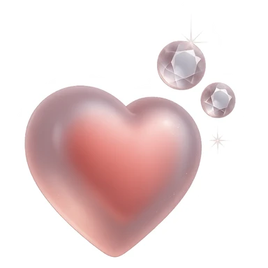 tiny red heart, pastel red enamel, sparkling gems, soft glowing effect, extra glitter accents, matte glass style, subtle pink tint sticker