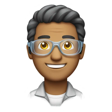 face of latin american man smiling with clear protective and work protection goggles glasses sticker