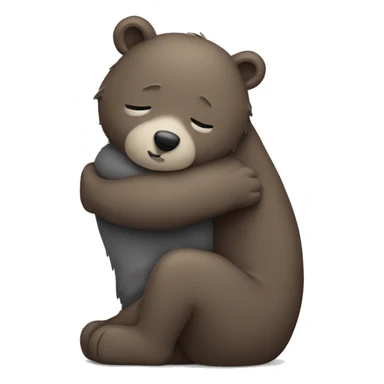 brown bear hugs gray cat sticker