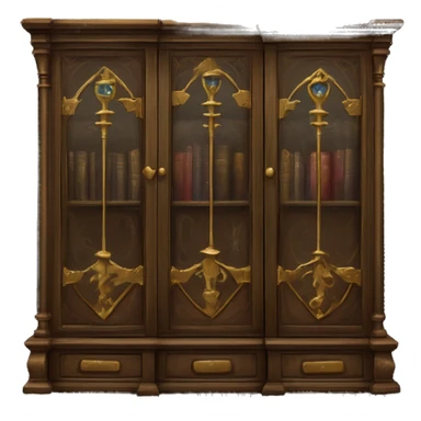 The Vanishing Cabinet:  ornate cabinet linked magically, allowing for instantaneous travel between locations. One is located in Borgin and Burkes, and the other is in Hogwarts sticker