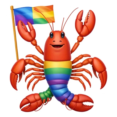 Gay lobster with pride flag happy sticker