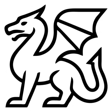 minimal icon style dragon, black and white, simple lines, easily recognizable silhouette sticker