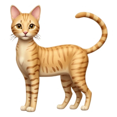 A 3D cartoon golden tabby Savannah cat with elegant long legs, gentle stripes, dynamic pose, cinematic Memoji-style lighting. full body or half body. sticker