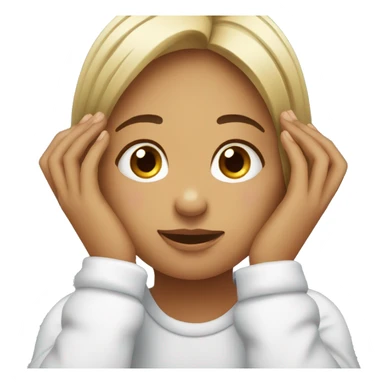 girl with two lying down hands underneath her chin sticker