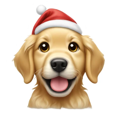 Golden retriever puppy wearing a Santa hat sticker