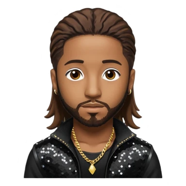 Omarion from B2K with long dark brown hair, black sequin outfit sticker