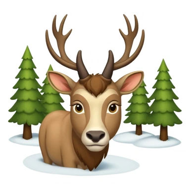 Eland voor slede in dennenbos  sticker