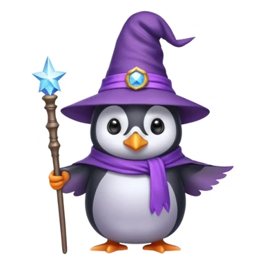 Purple wizard penguin sticker