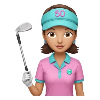 Golf themed pink and aqua 50th birthday for brunette female doctor   sticker