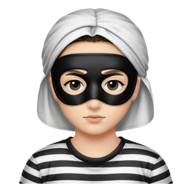 Thief with black eye type mask and black and white striped prison clothes sticker