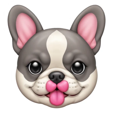 French bulldog that’s grey doing a kissy face sticker