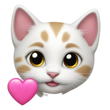 Kitten with a pink heart  sticker