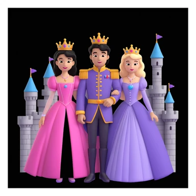 prince and princess disny dress close up photo in castle sticker