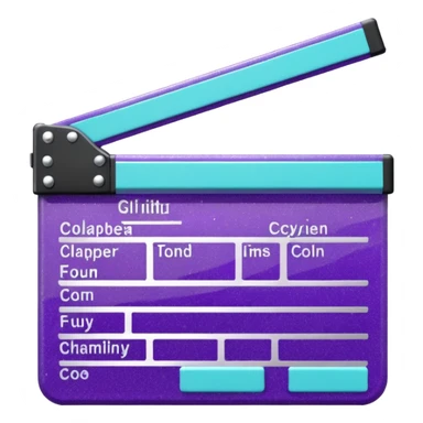 Glitter purple and cian clapperboard sticker