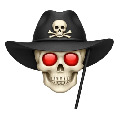 Drapeau de tête de mort avec un fond noir et sur la tête met un chapeau de paille avec un fil rouge sticker