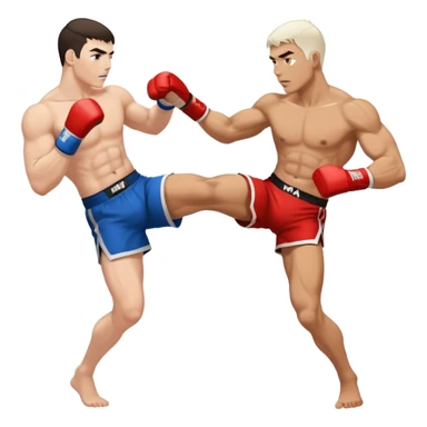 mma fighter kicks man white skin sticker