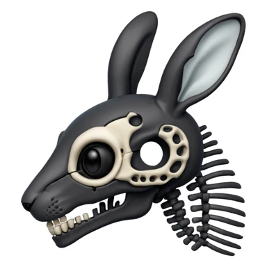 Tête de lapin squelette noire de profil avec des G à la place des yeux  sticker