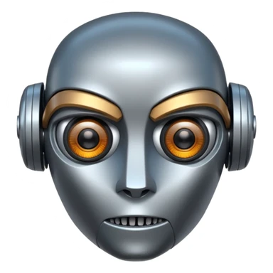 the head of the robot from The Wild Robot movie, close-up, detailed, metallic, expressive eyes, neutral background sticker