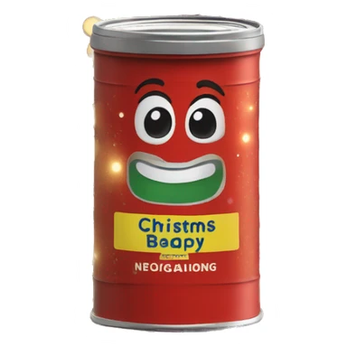 Old bay seasoning can with Christmas lights sticker
