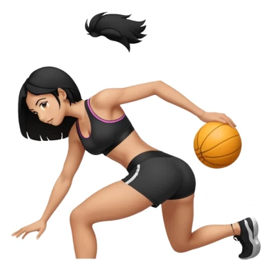 Tan woman with black hair pushing butt outward bent at waist sticker