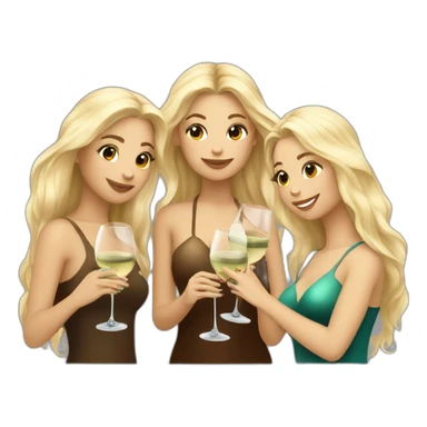Three beautiful mermaids (one blond and two brown hair) drinking wine sticker