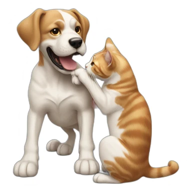 Cat and dog fight sticker