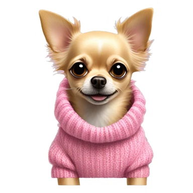little scruffy coarse haired blonde chihuahua in a huge pink sweater sticker