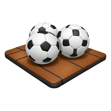 A close-up of footballs and a goal on a covered indoor futsal court with a wooden floor. The scene highlights the details of the balls and goalposts, with the smooth, polished court surface creating a clean and focused atmosphere for the game. sticker