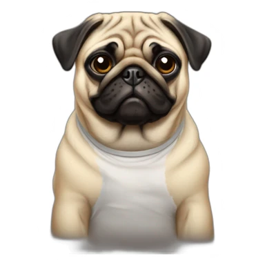 pug wearing a t-shirt sticker
