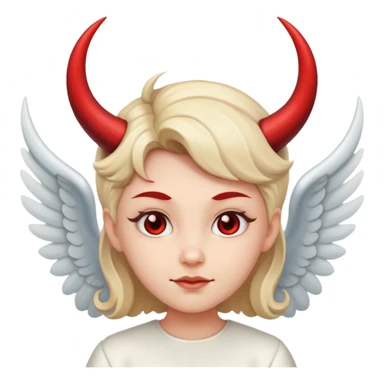 mush up the devil emoji with the angel one, I want it to be angel with devil horns sticker