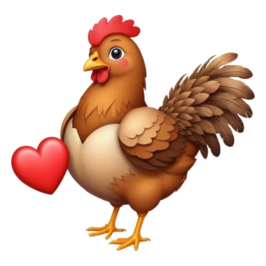 hen carries heart emoji i sticker