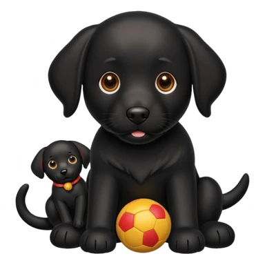 black lab with toy sticker